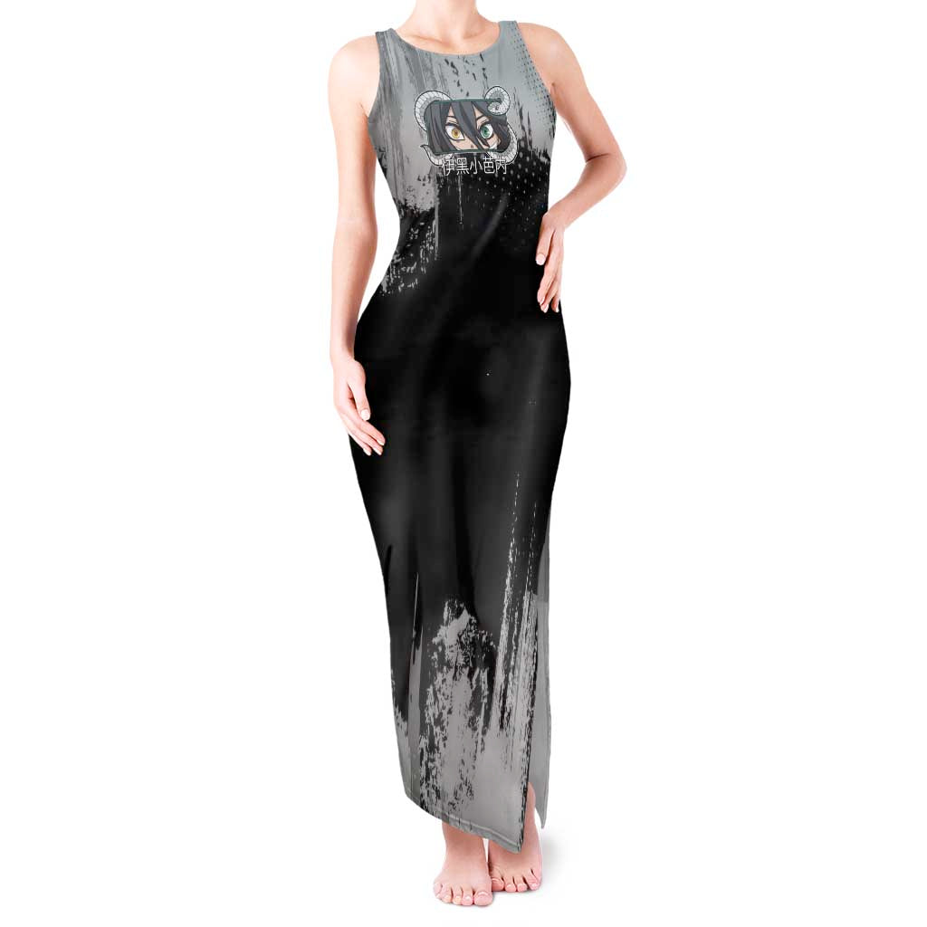 Obanai Iguro Demon Slayer Monochrome Tank Maxi Dress Design with Snake and Grunge Texture - The Mazicc