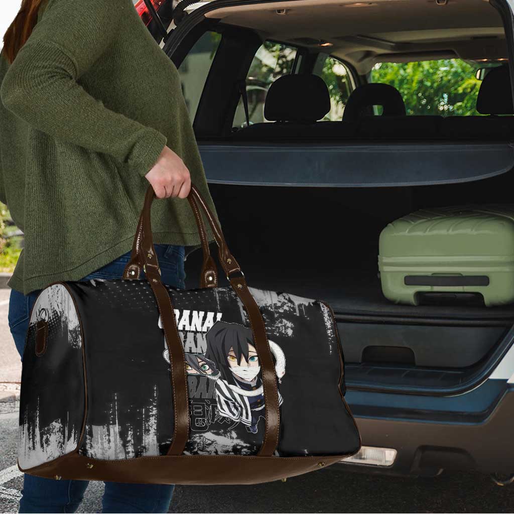 Obanai Iguro Demon Slayer Monochrome Travel Bag Design with Snake and Grunge Texture - The Mazicc