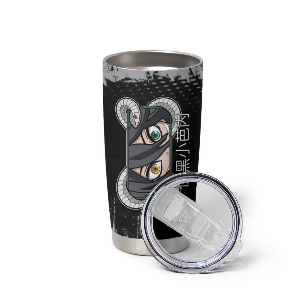 Obanai Iguro Demon Slayer Monochrome Tumbler Cup Design with Snake and Grunge Texture - The Mazicc