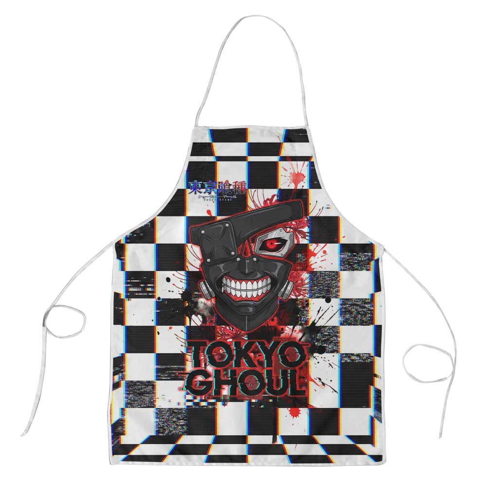 Tokyo Ghoul Kaneki Ken Apron Glitchcore Anime Style with Dark Checker Pattern