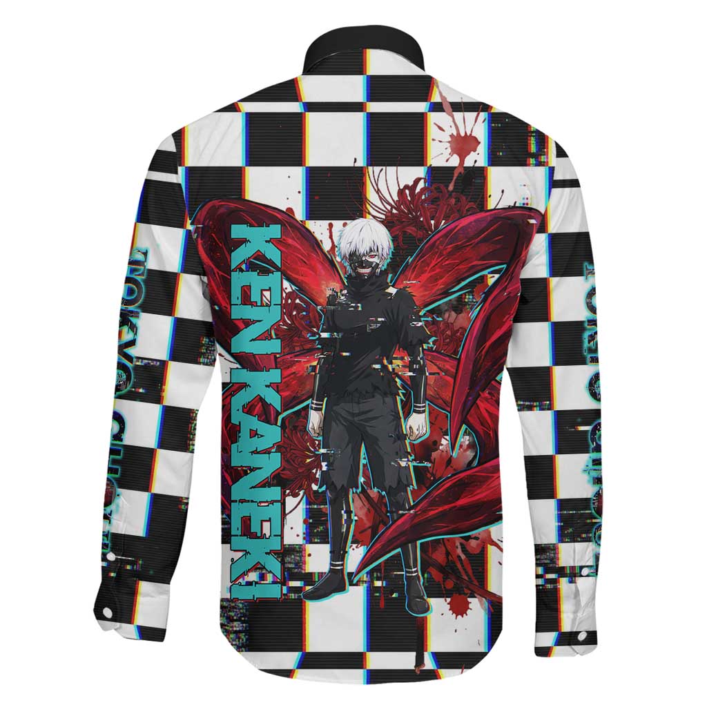 Tokyo Ghoul Kaneki Ken Family Matching Puletasi and Hawaiian Shirt Glitchcore Anime Style with Dark Checker Pattern
