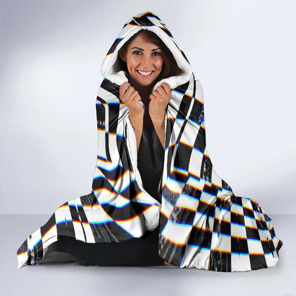 Tokyo Ghoul Kaneki Ken Hooded Blanket Glitchcore Anime Style with Dark Checker Pattern