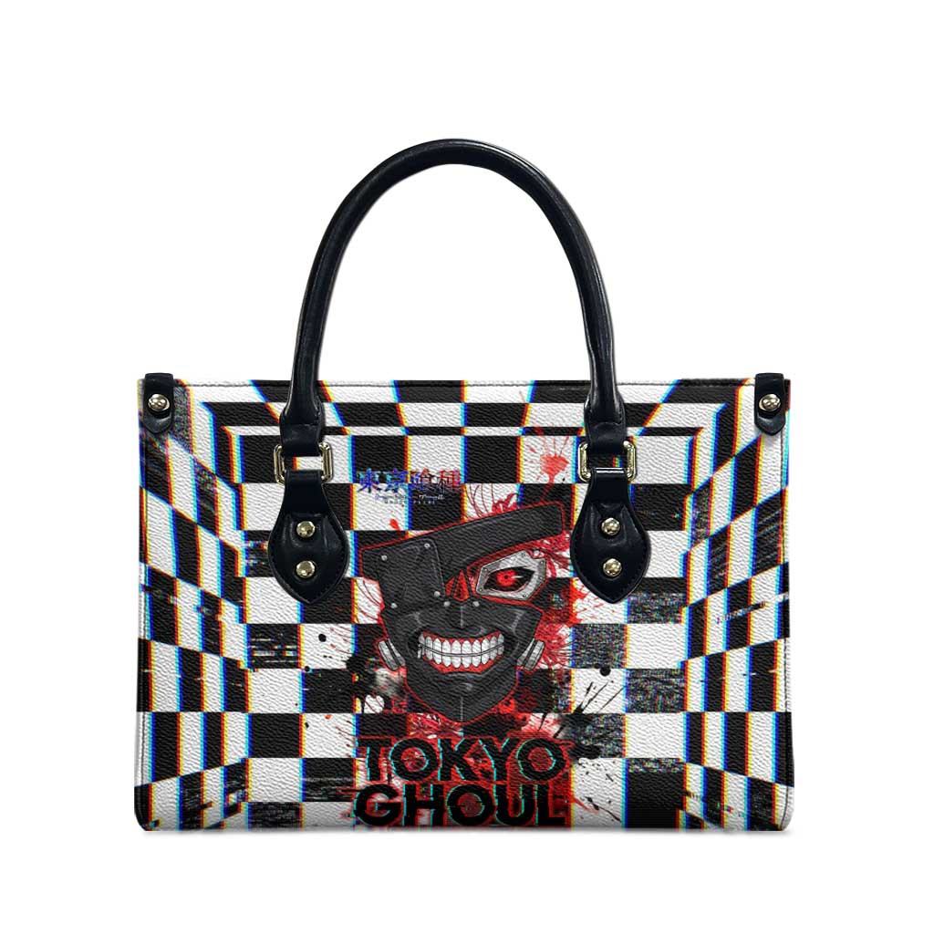 Tokyo Ghoul Kaneki Ken Leather Bag Glitchcore Anime Style with Dark Checker Pattern