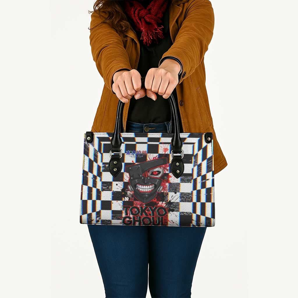 Tokyo Ghoul Kaneki Ken Leather Bag Glitchcore Anime Style with Dark Checker Pattern