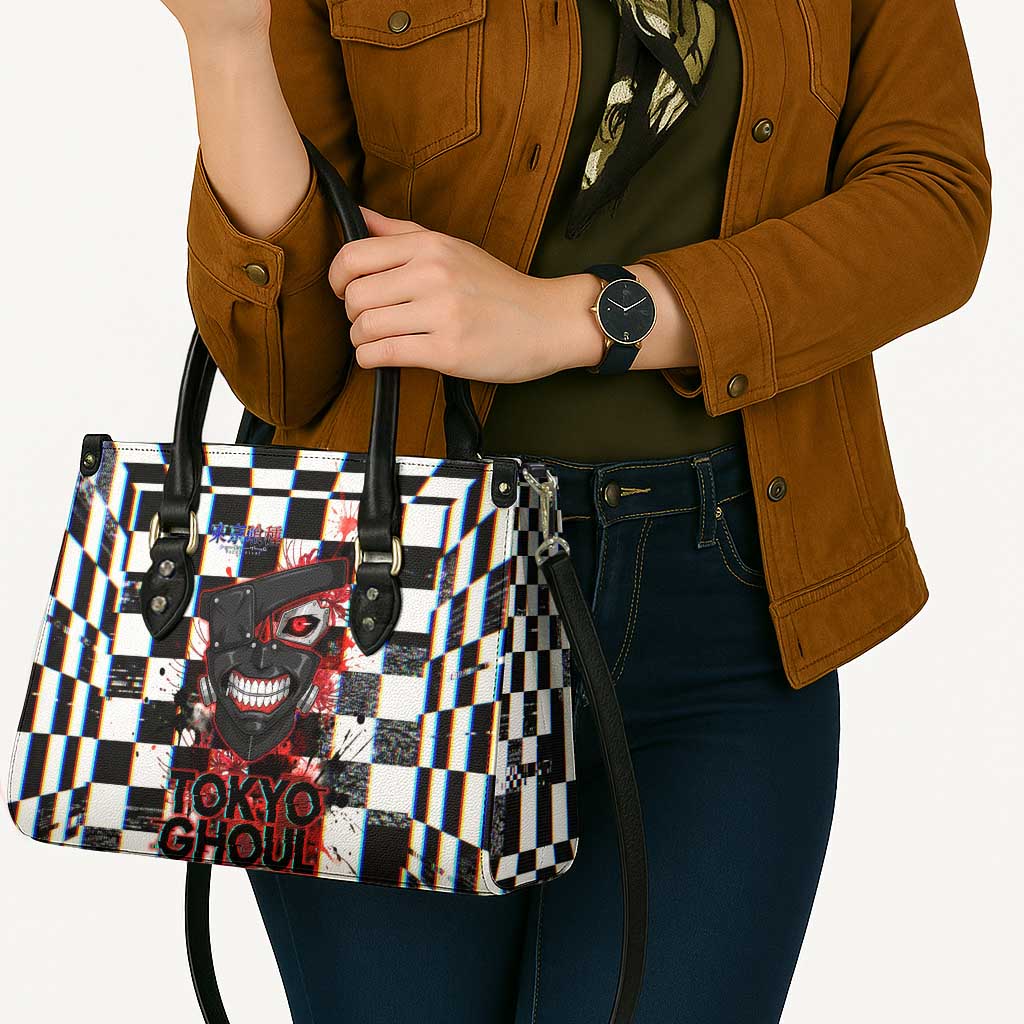 Tokyo Ghoul Kaneki Ken Leather Bag Glitchcore Anime Style with Dark Checker Pattern