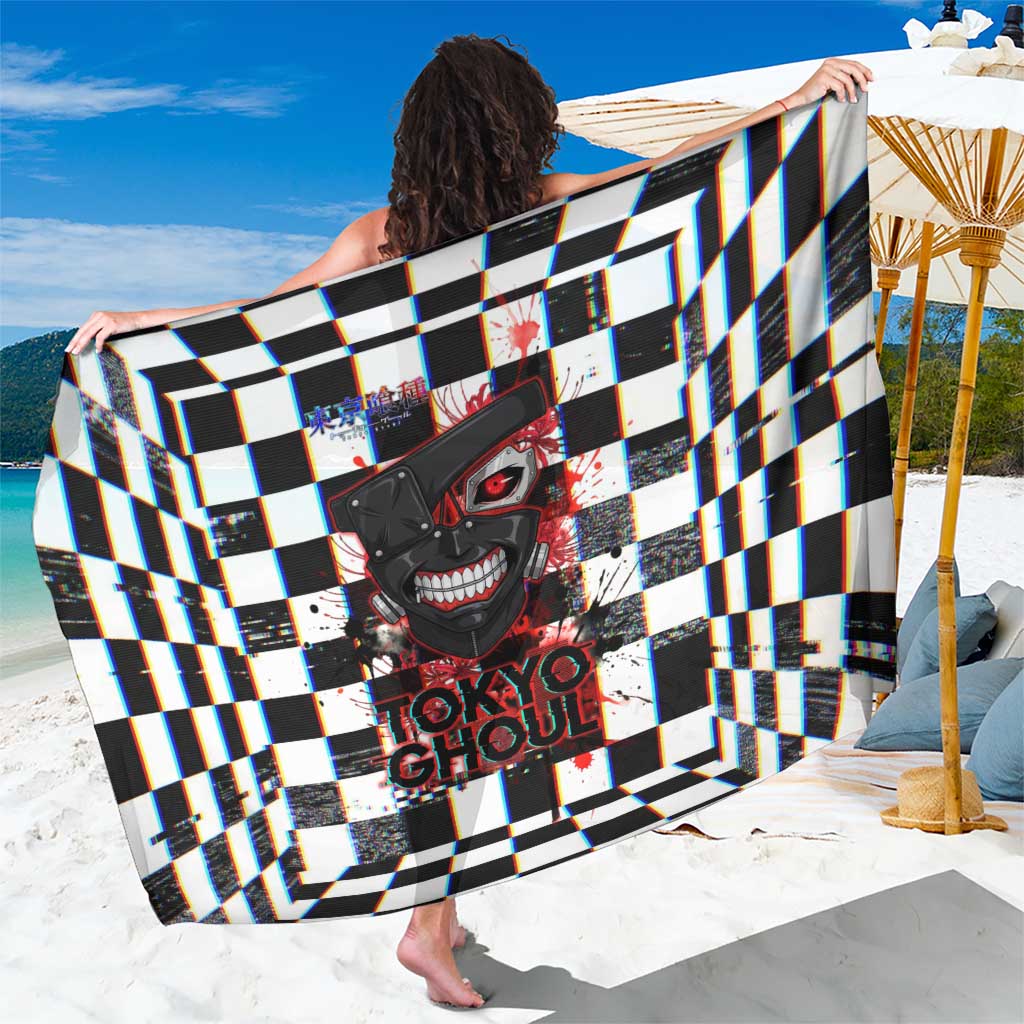 Tokyo Ghoul Kaneki Ken Sarong Glitchcore Anime Style with Dark Checker Pattern