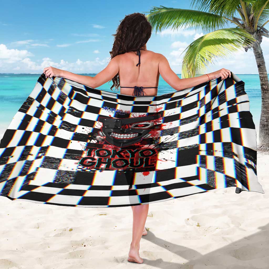 Tokyo Ghoul Kaneki Ken Sarong Glitchcore Anime Style with Dark Checker Pattern
