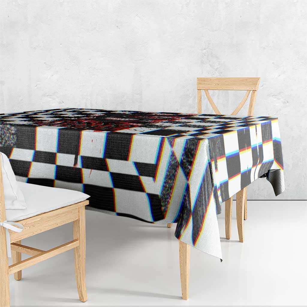 Tokyo Ghoul Kaneki Ken Tablecloth Glitchcore Anime Style with Dark Checker Pattern