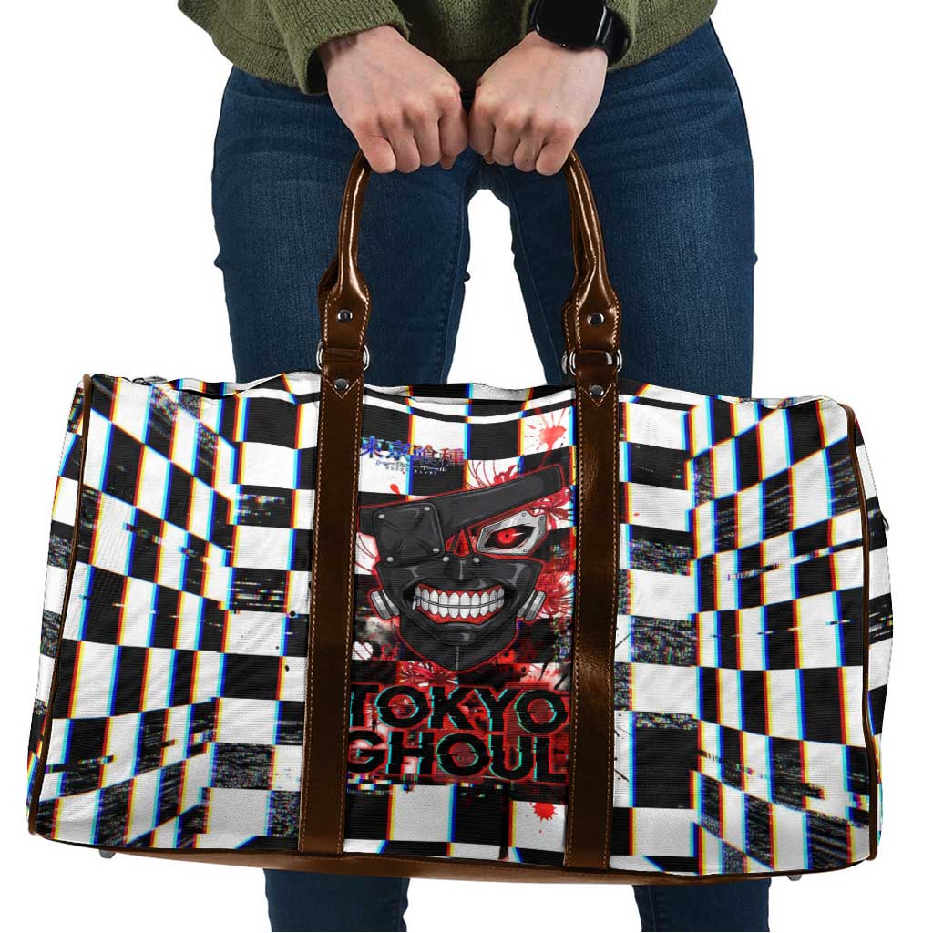 Tokyo Ghoul Kaneki Ken Travel Bag Glitchcore Anime Style with Dark Checker Pattern