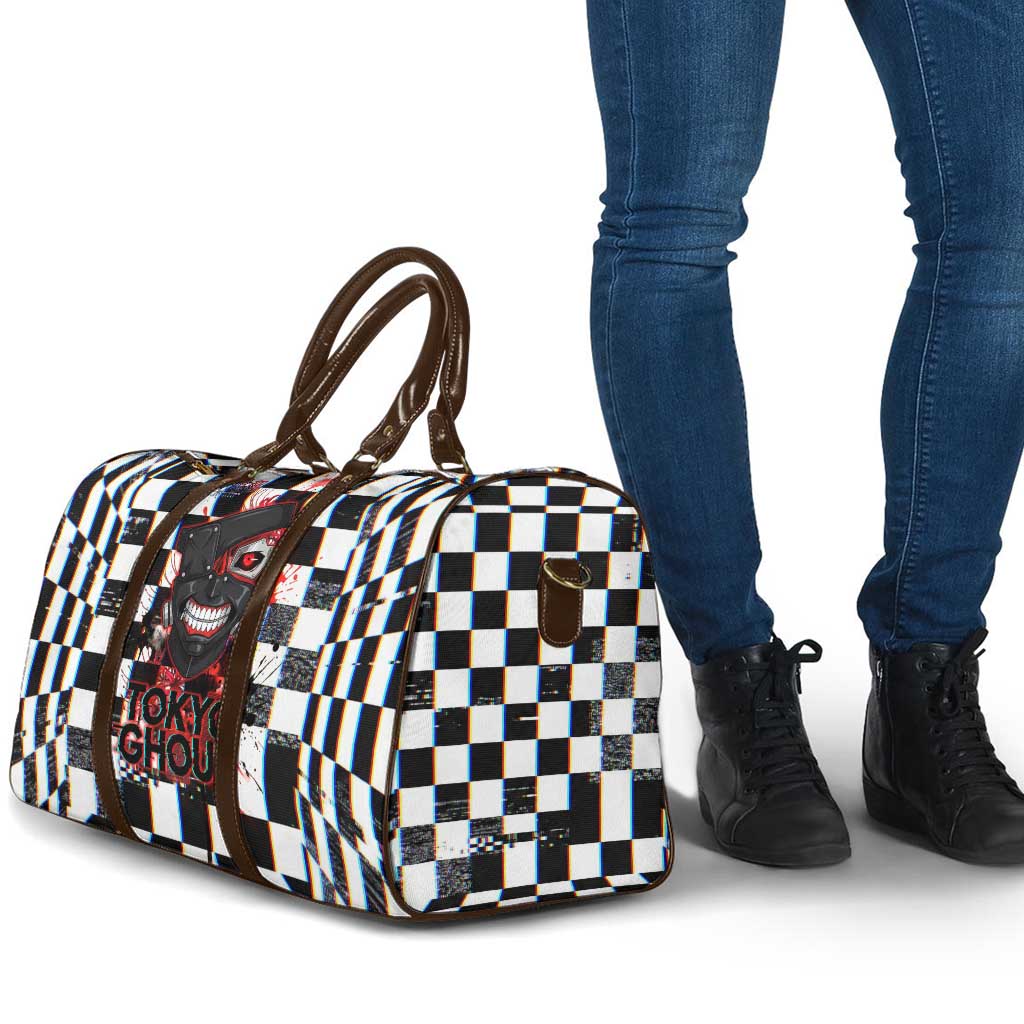 Tokyo Ghoul Kaneki Ken Travel Bag Glitchcore Anime Style with Dark Checker Pattern