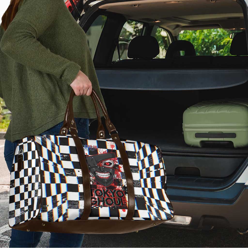 Tokyo Ghoul Kaneki Ken Travel Bag Glitchcore Anime Style with Dark Checker Pattern