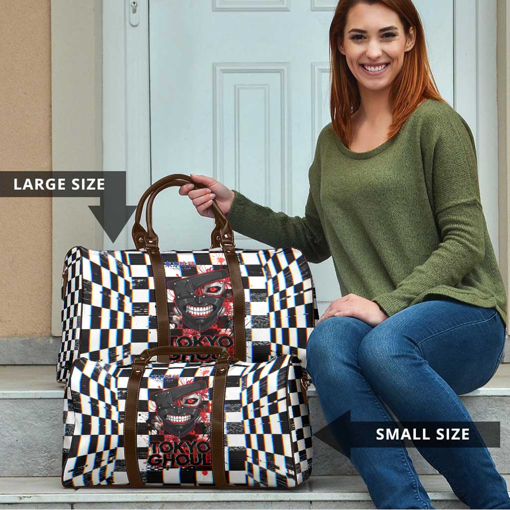 Tokyo Ghoul Kaneki Ken Travel Bag Glitchcore Anime Style with Dark Checker Pattern