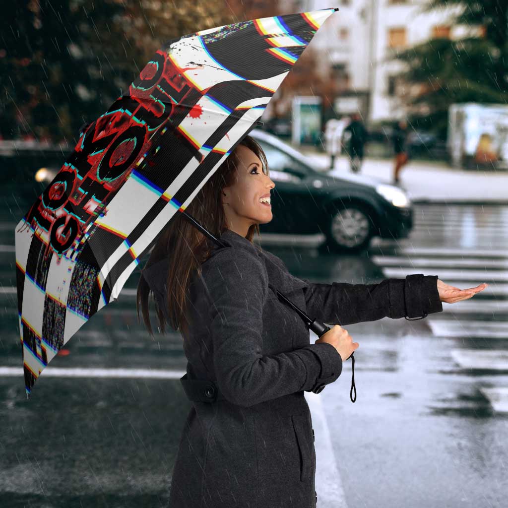 Tokyo Ghoul Kaneki Ken Umbrella Glitchcore Anime Style with Dark Checker Pattern