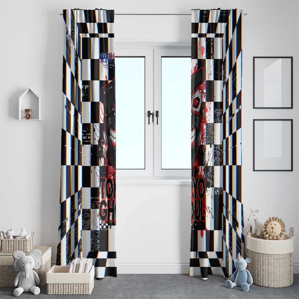 Tokyo Ghoul Kaneki Ken Window Curtain Glitchcore Anime Style with Dark Checker Pattern
