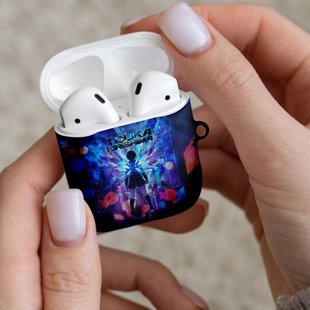 Touka Kirishima Tokyo Ghoul AirPods Case Cyberpunk Neon Style with Crystal Wings Effect