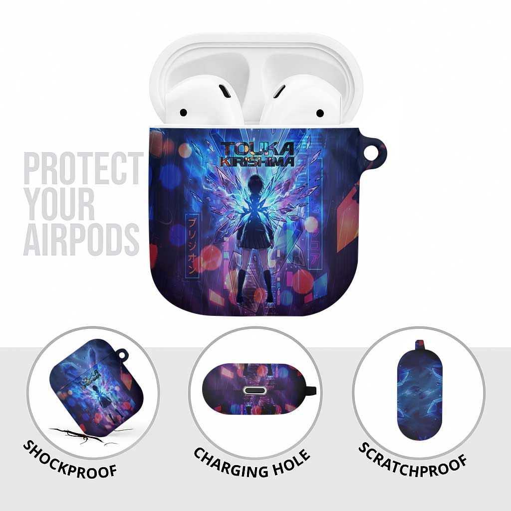 Touka Kirishima Tokyo Ghoul AirPods Case Cyberpunk Neon Style with Crystal Wings Effect