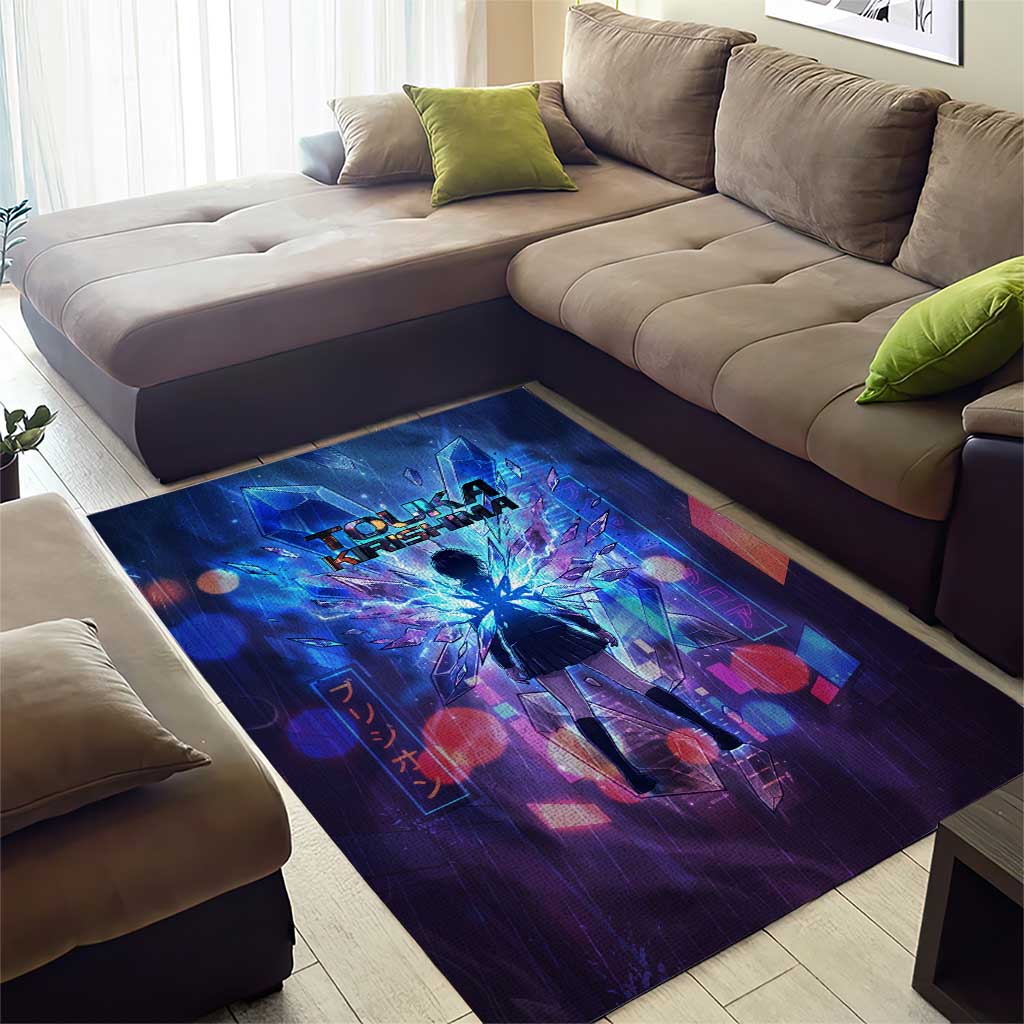 Touka Kirishima Tokyo Ghoul Area Rug Cyberpunk Neon Style with Crystal Wings Effect