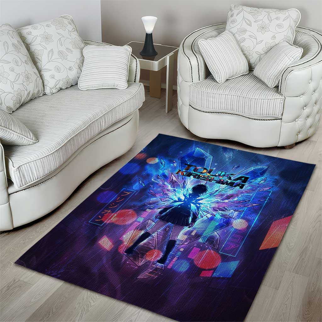 Touka Kirishima Tokyo Ghoul Area Rug Cyberpunk Neon Style with Crystal Wings Effect