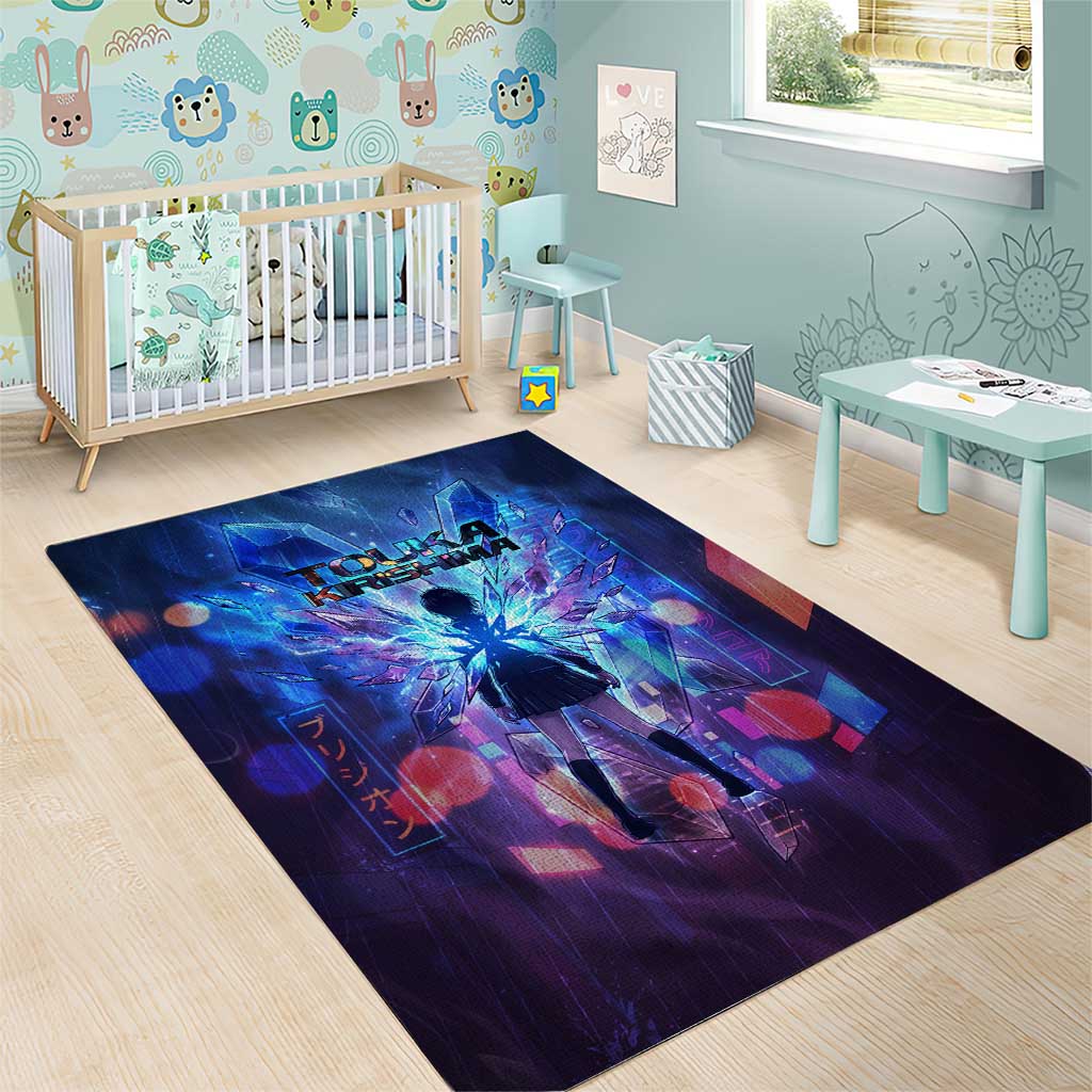 Touka Kirishima Tokyo Ghoul Area Rug Cyberpunk Neon Style with Crystal Wings Effect
