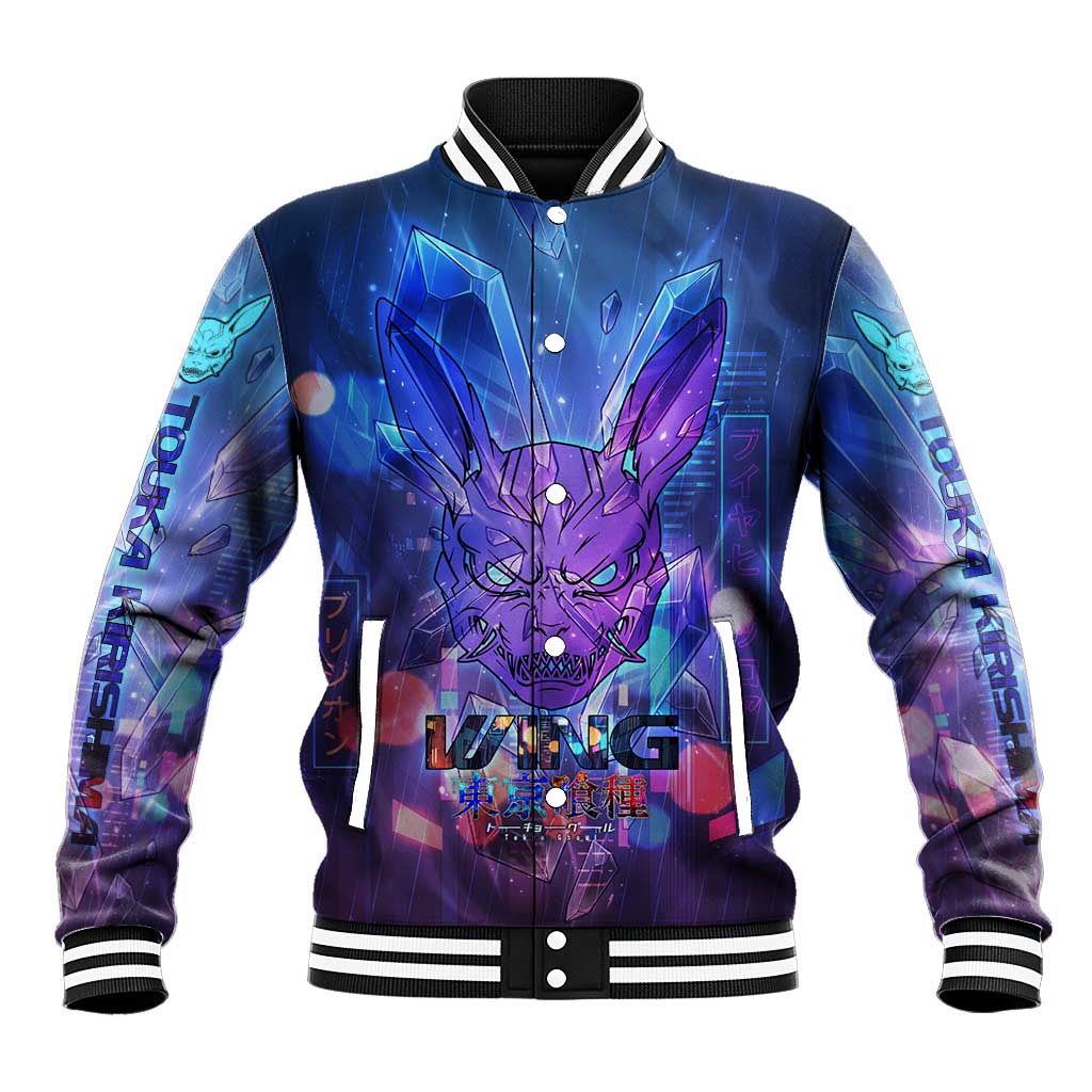 Touka Kirishima Tokyo Ghoul Baseball Jacket Cyberpunk Neon Style with Crystal Wings Effect