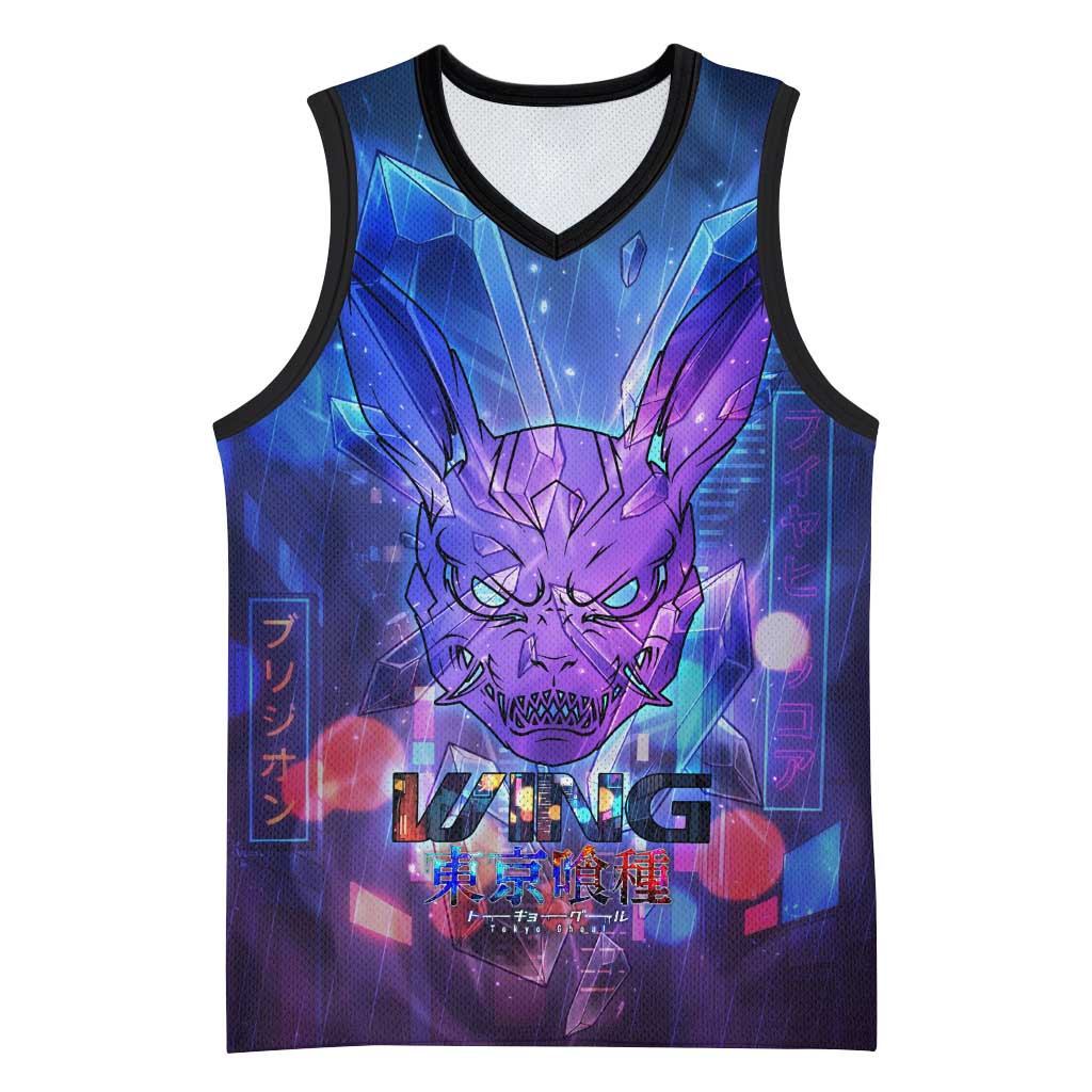 Touka Kirishima Tokyo Ghoul Basketball Jersey Cyberpunk Neon Style with Crystal Wings Effect