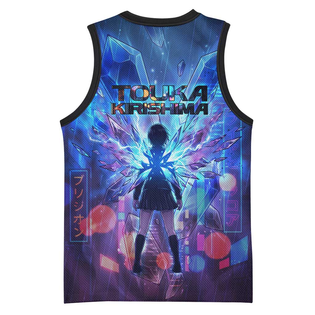 Touka Kirishima Tokyo Ghoul Basketball Jersey Cyberpunk Neon Style with Crystal Wings Effect