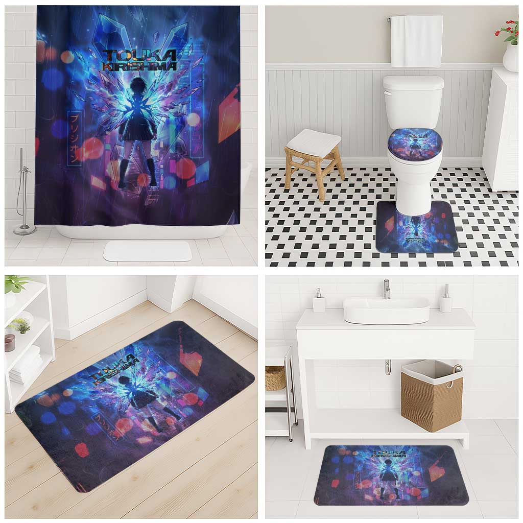 Touka Kirishima Tokyo Ghoul Bathroom Set Cyberpunk Neon Style with Crystal Wings Effect