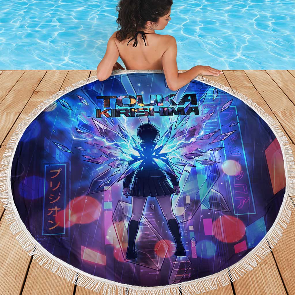 Touka Kirishima Tokyo Ghoul Beach Blanket Cyberpunk Neon Style with Crystal Wings Effect