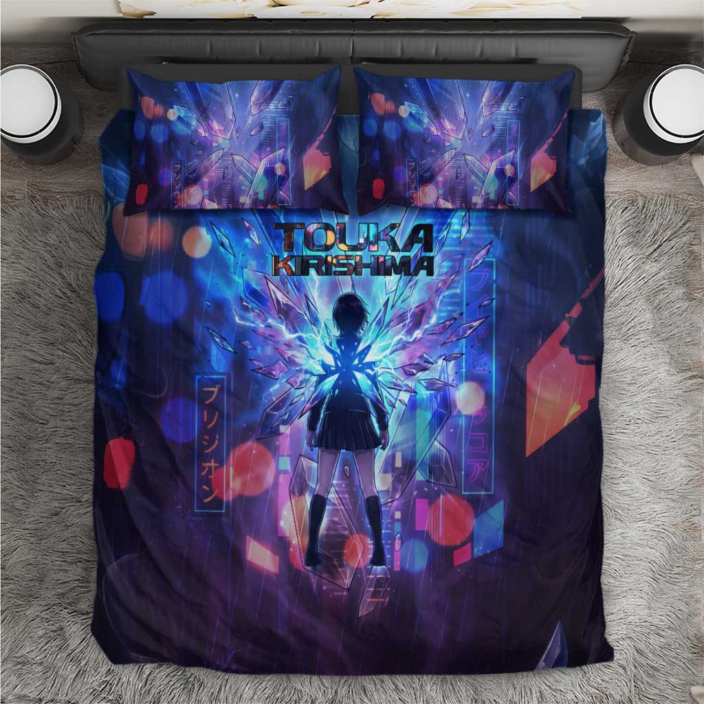 Touka Kirishima Tokyo Ghoul Bedding Set Cyberpunk Neon Style with Crystal Wings Effect