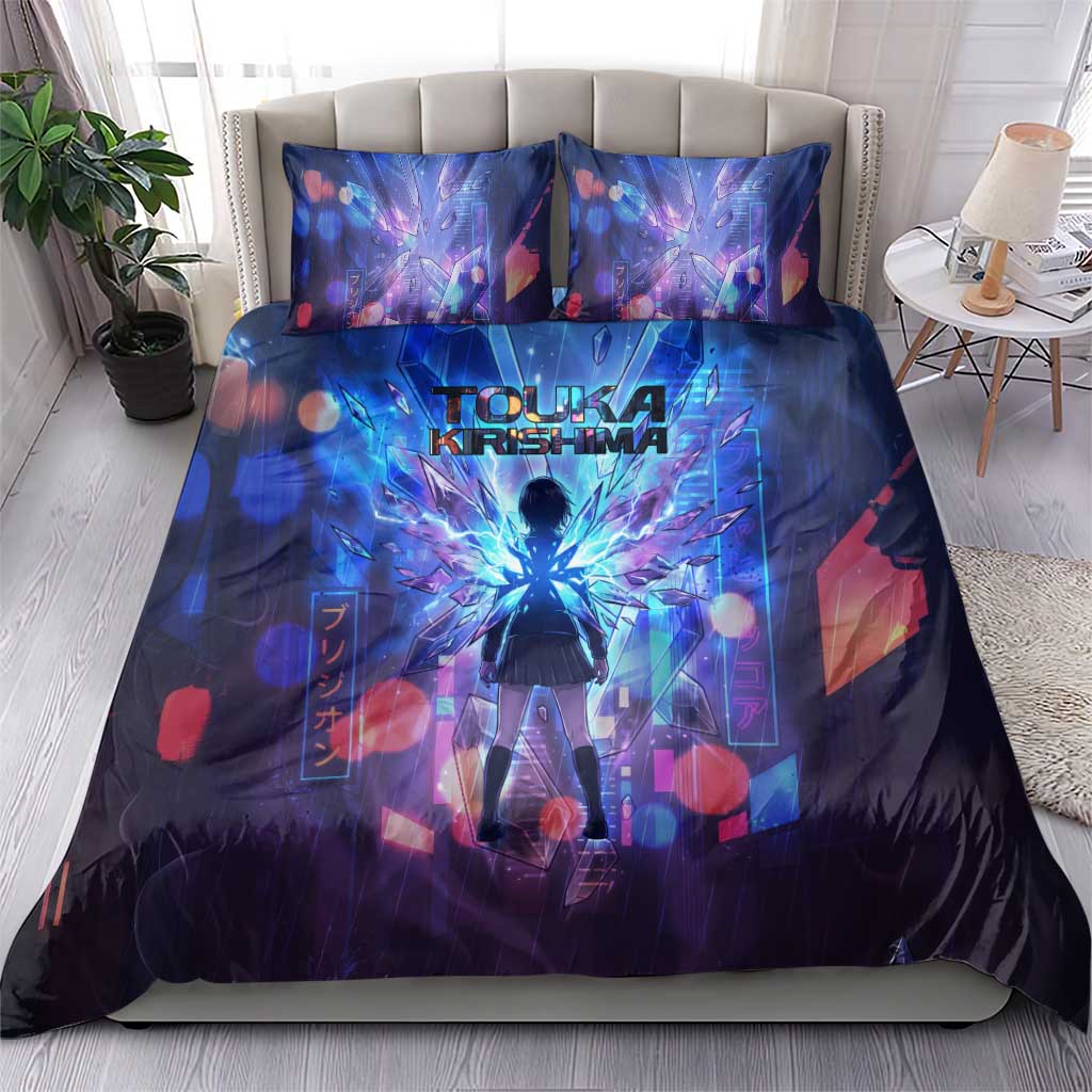 Touka Kirishima Tokyo Ghoul Bedding Set Cyberpunk Neon Style with Crystal Wings Effect