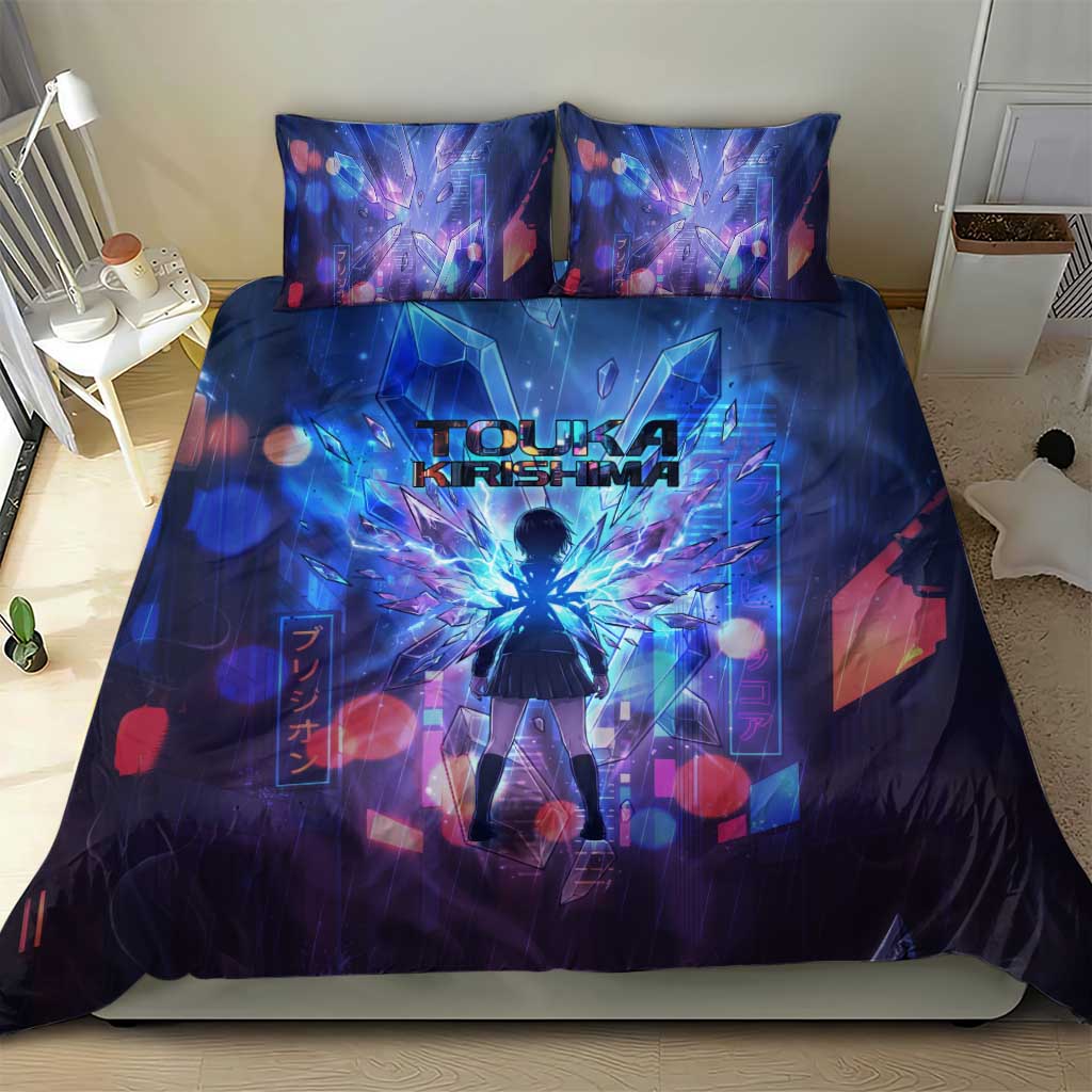 Touka Kirishima Tokyo Ghoul Bedding Set Cyberpunk Neon Style with Crystal Wings Effect