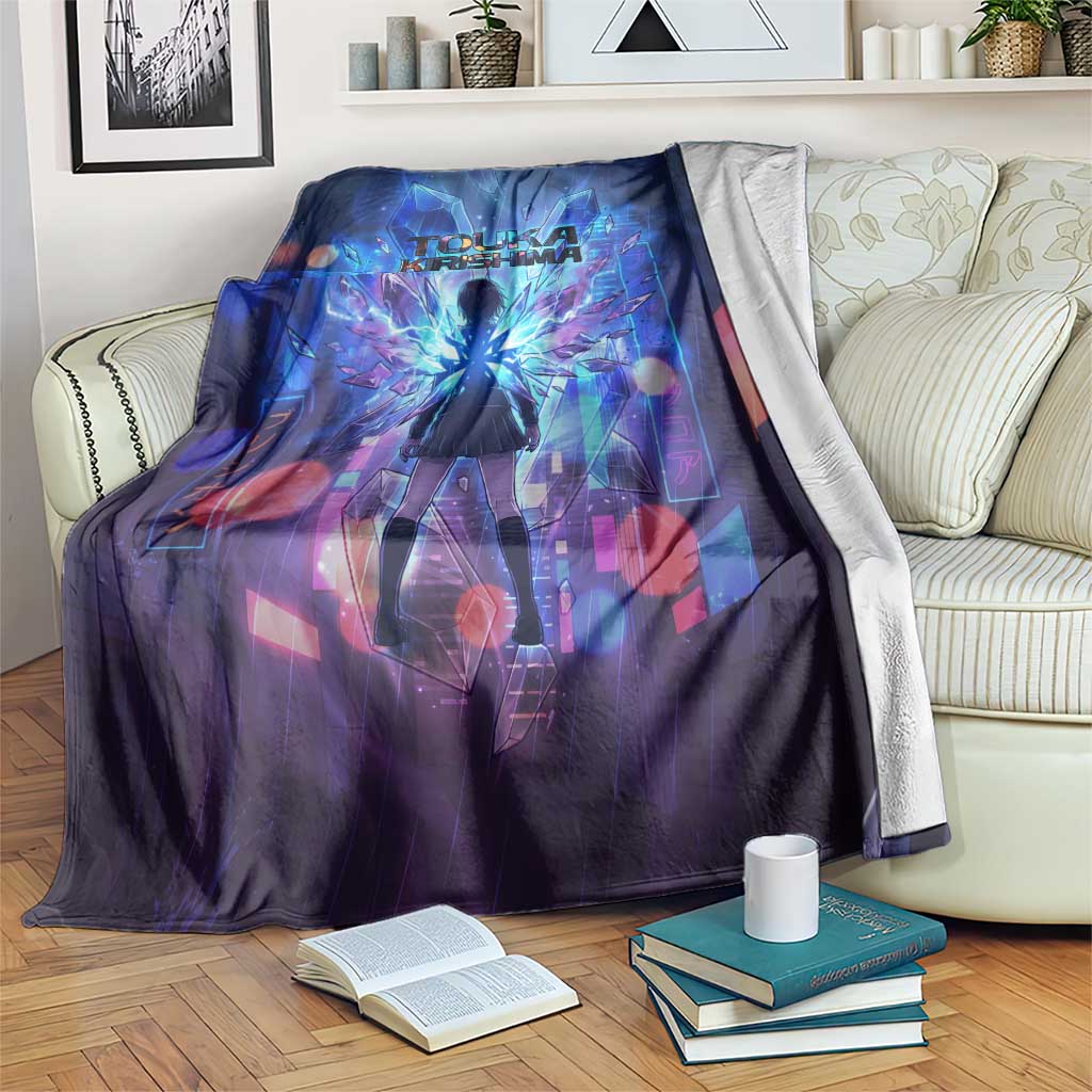 Touka Kirishima Tokyo Ghoul Blanket Cyberpunk Neon Style with Crystal Wings Effect