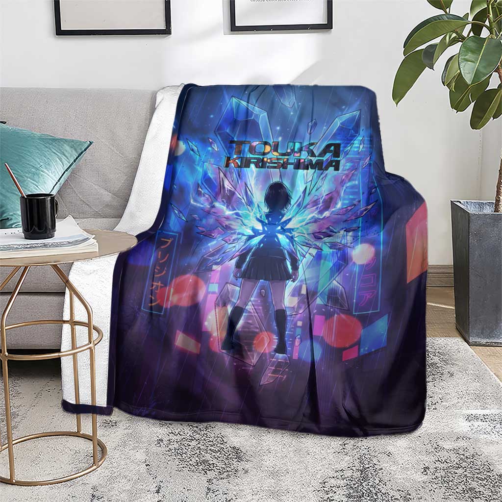 Touka Kirishima Tokyo Ghoul Blanket Cyberpunk Neon Style with Crystal Wings Effect