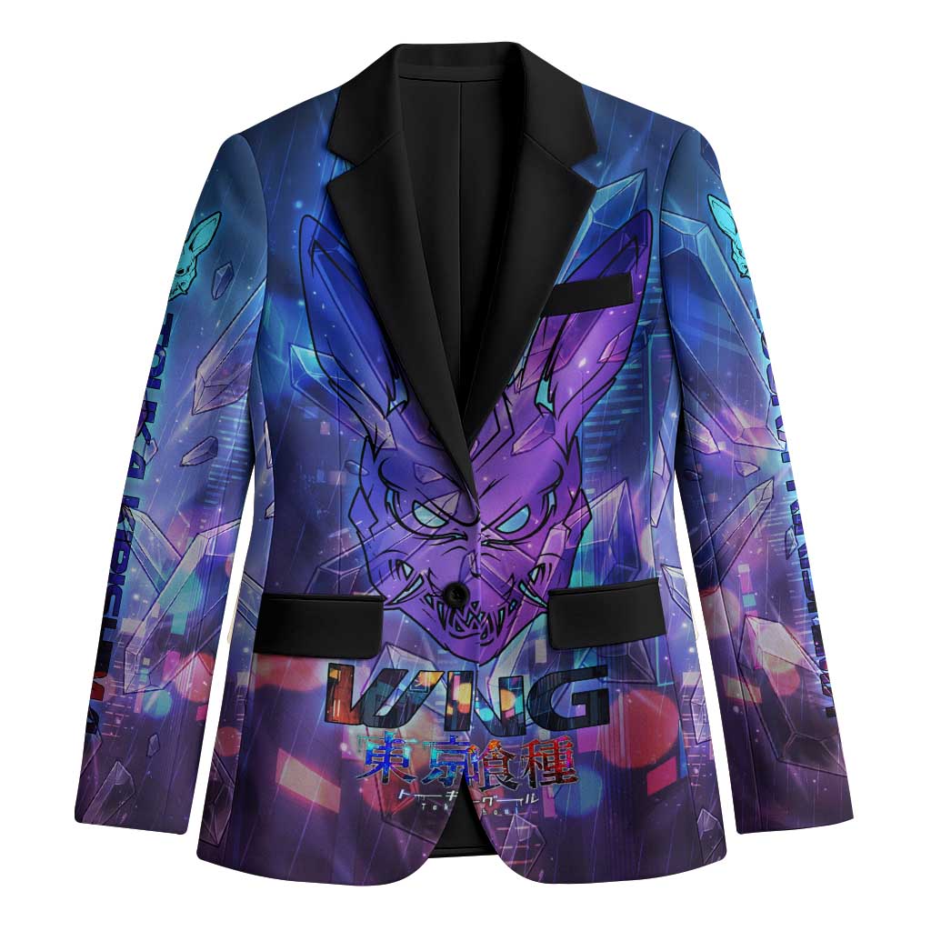 Touka Kirishima Tokyo Ghoul Blazer Cyberpunk Neon Style with Crystal Wings Effect