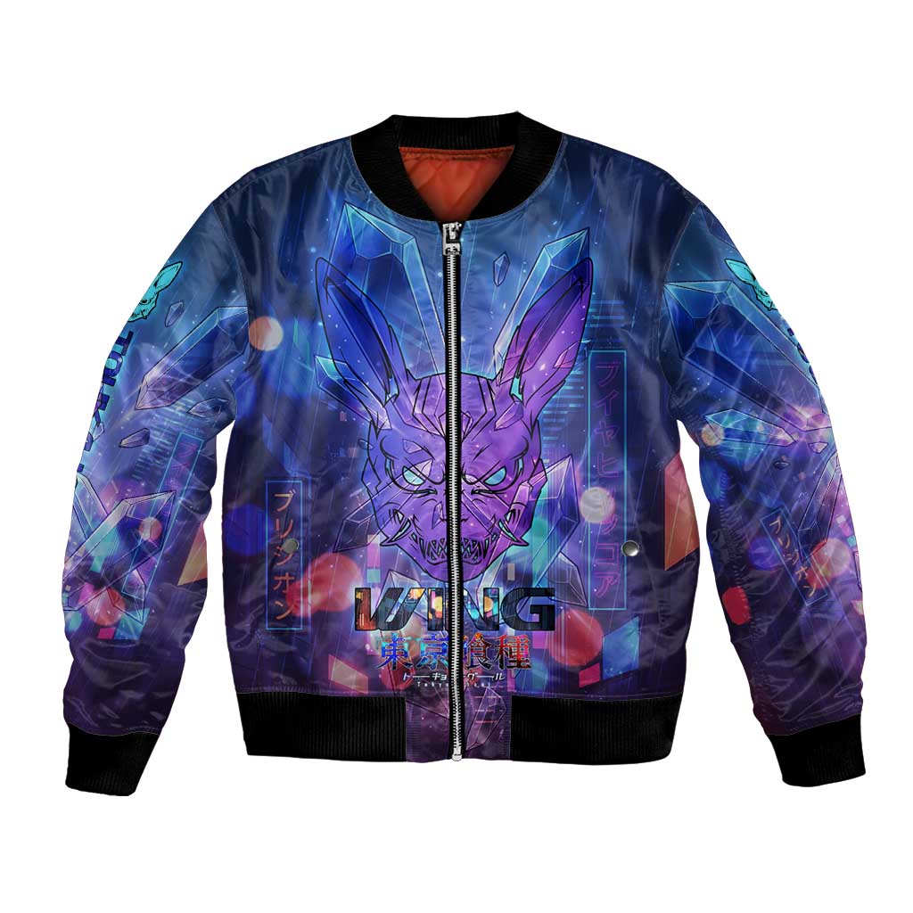 Touka Kirishima Tokyo Ghoul Bomber Jacket Cyberpunk Neon Style with Crystal Wings Effect