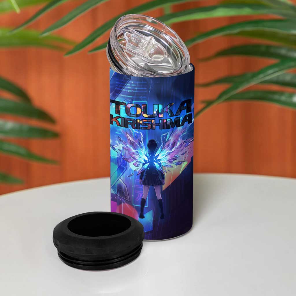Touka Kirishima Tokyo Ghoul 4 in 1 Can Cooler Tumbler Cyberpunk Neon Style with Crystal Wings Effect