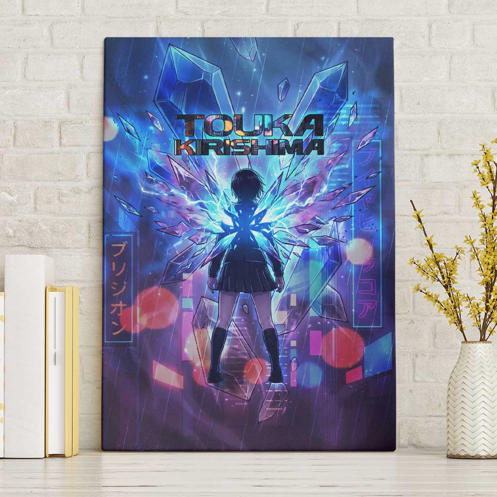 Touka Kirishima Tokyo Ghoul Canvas Wall Art Cyberpunk Neon Style with Crystal Wings Effect