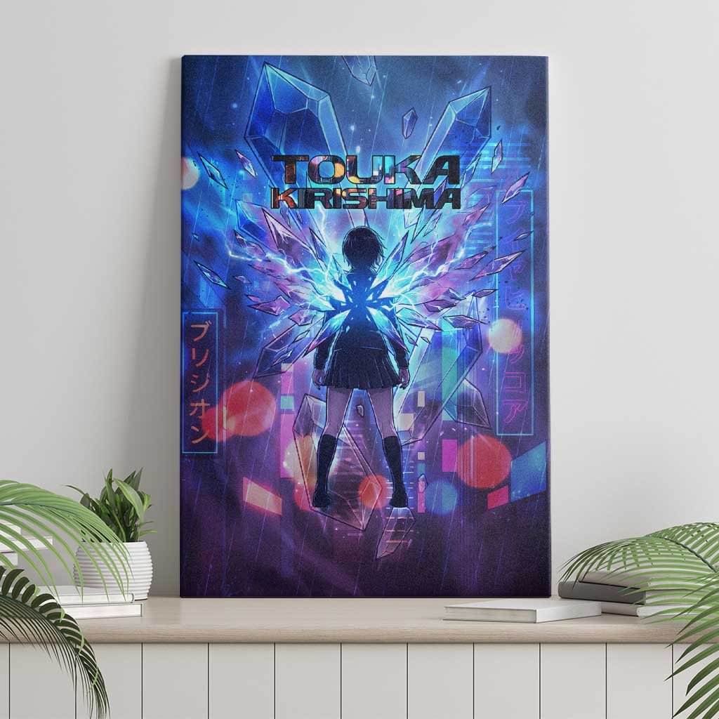 Touka Kirishima Tokyo Ghoul Canvas Wall Art Cyberpunk Neon Style with Crystal Wings Effect