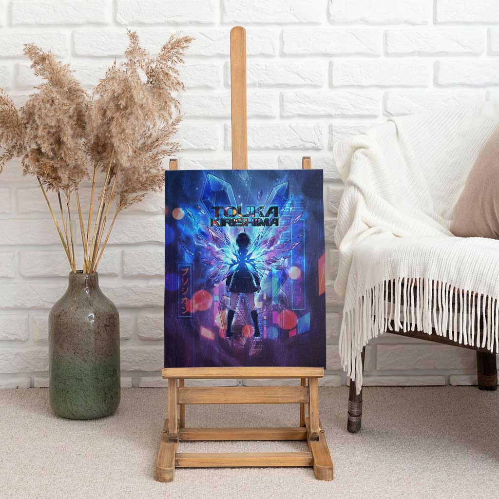 Touka Kirishima Tokyo Ghoul Canvas Wall Art Cyberpunk Neon Style with Crystal Wings Effect
