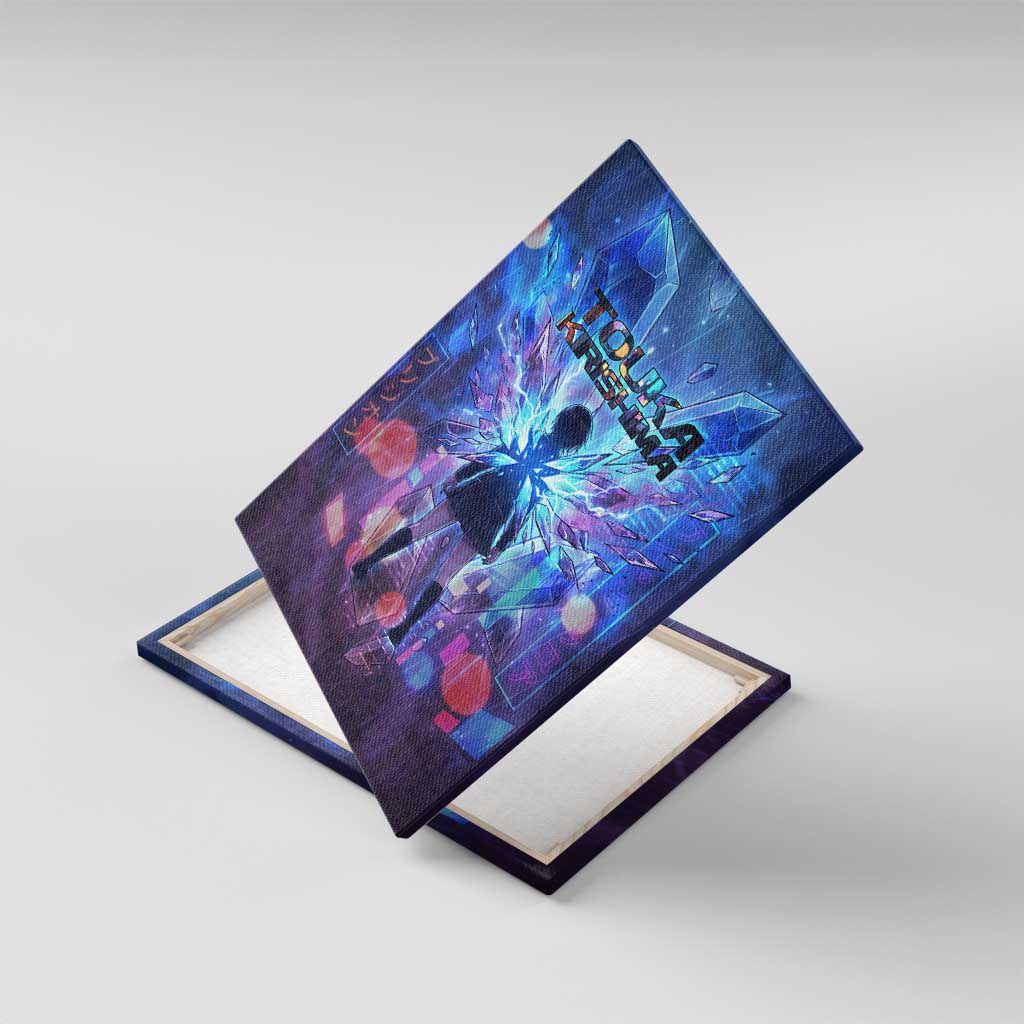 Touka Kirishima Tokyo Ghoul Canvas Wall Art Cyberpunk Neon Style with Crystal Wings Effect