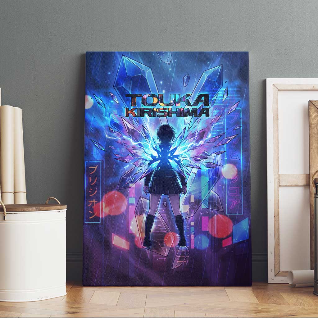 Touka Kirishima Tokyo Ghoul Canvas Wall Art Cyberpunk Neon Style with Crystal Wings Effect