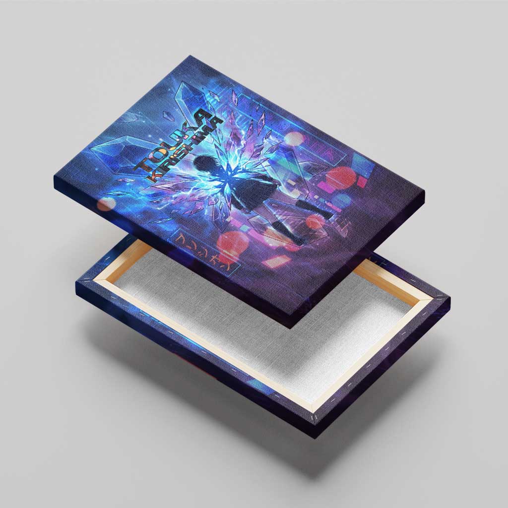Touka Kirishima Tokyo Ghoul Canvas Wall Art Cyberpunk Neon Style with Crystal Wings Effect