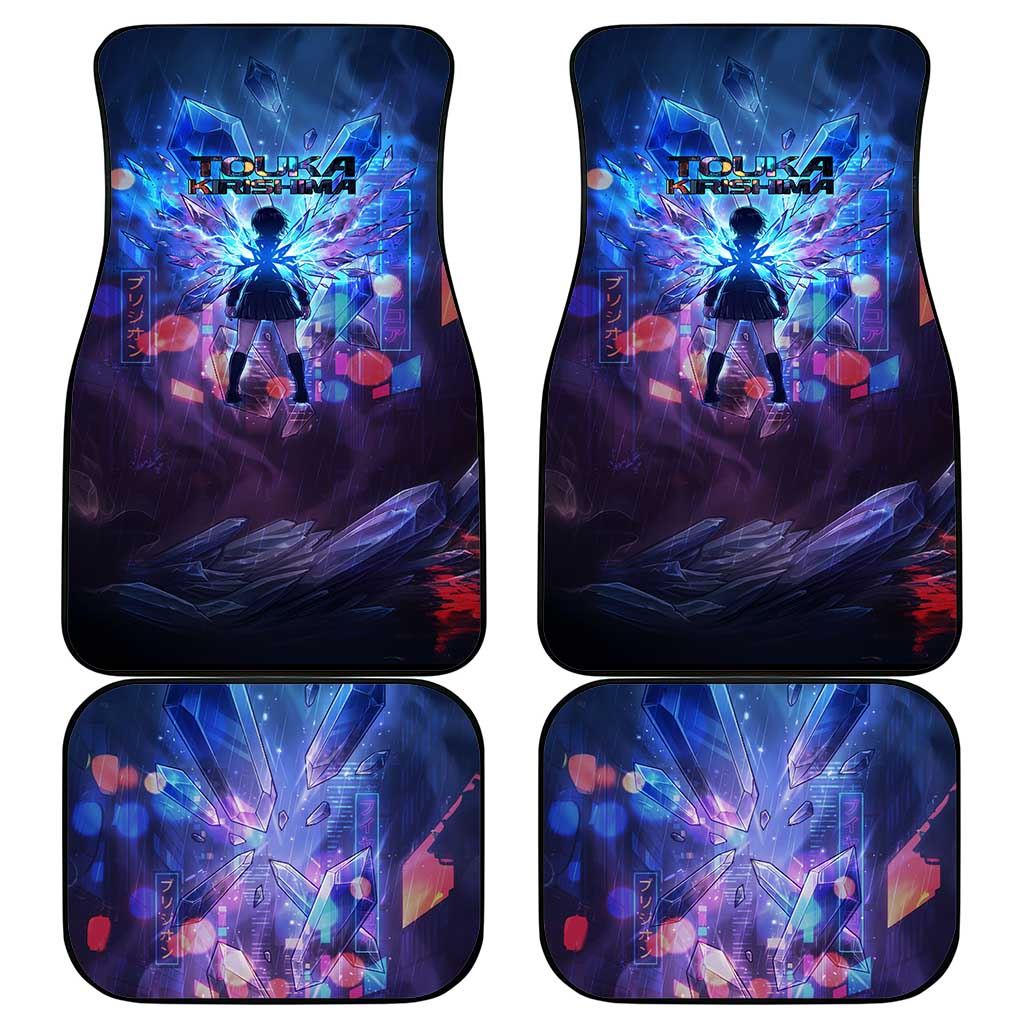 Touka Kirishima Tokyo Ghoul Car Mats Cyberpunk Neon Style with Crystal Wings Effect