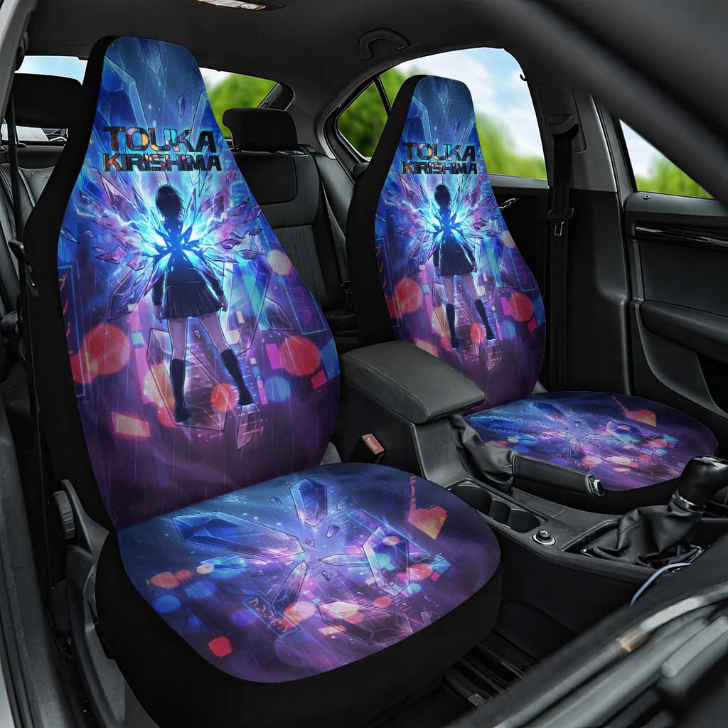 Touka Kirishima Tokyo Ghoul Car Seat Cover Cyberpunk Neon Style with Crystal Wings Effect