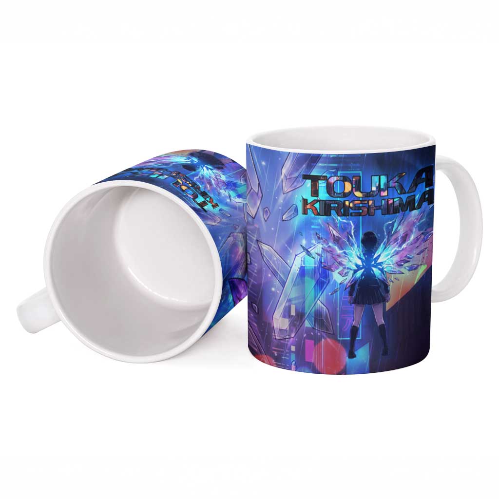 Touka Kirishima Tokyo Ghoul Ceramic Mug Cyberpunk Neon Style with Crystal Wings Effect