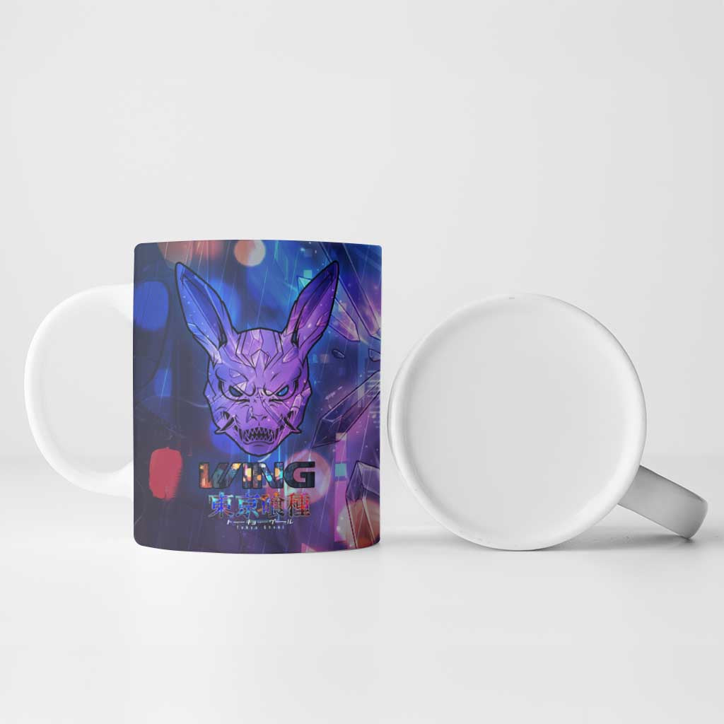 Touka Kirishima Tokyo Ghoul Ceramic Mug Cyberpunk Neon Style with Crystal Wings Effect