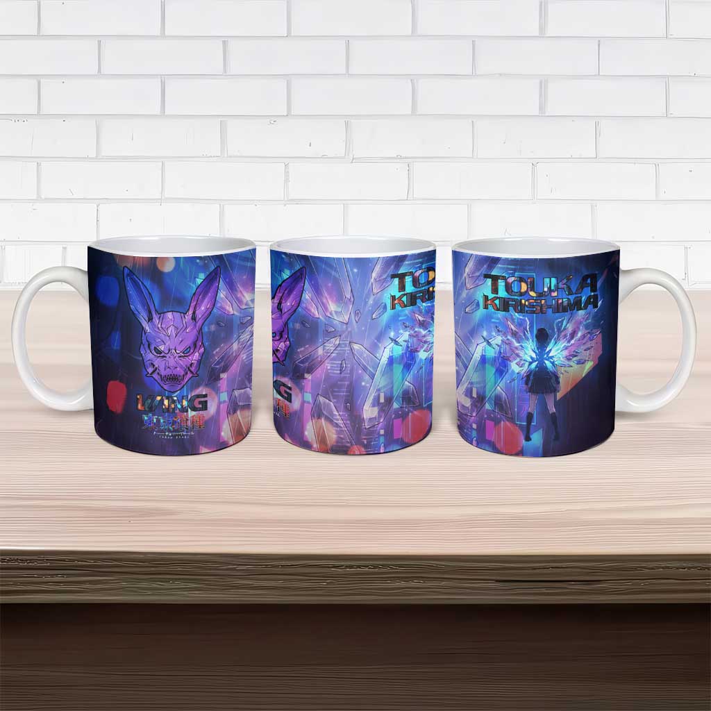 Touka Kirishima Tokyo Ghoul Ceramic Mug Cyberpunk Neon Style with Crystal Wings Effect