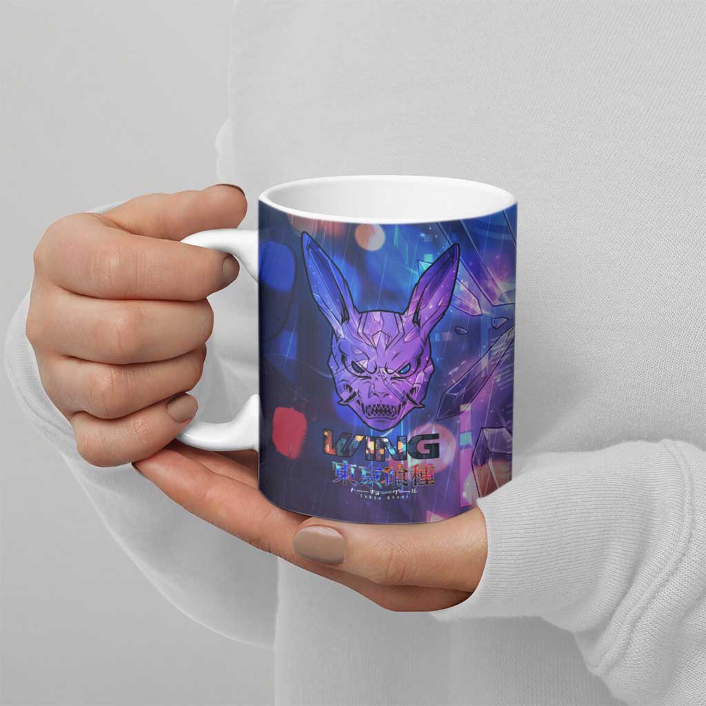 Touka Kirishima Tokyo Ghoul Ceramic Mug Cyberpunk Neon Style with Crystal Wings Effect