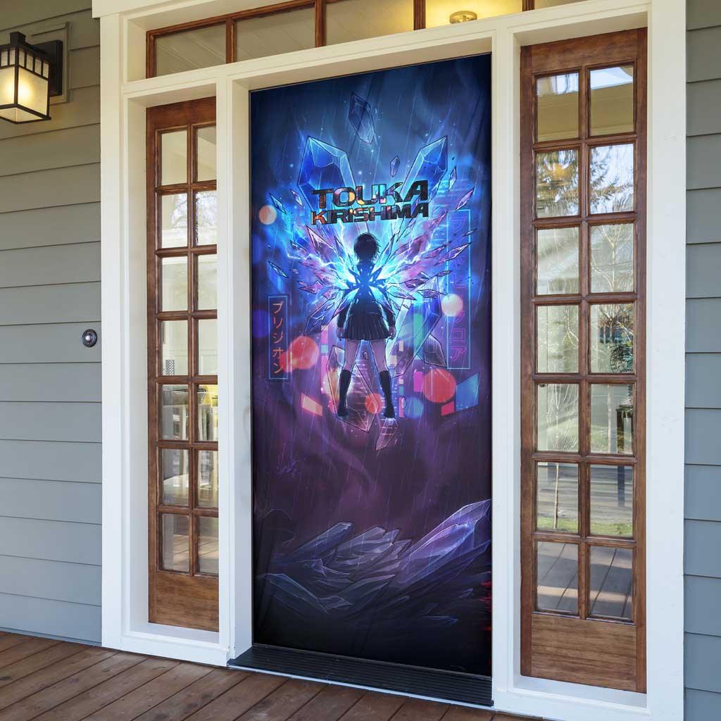 Touka Kirishima Tokyo Ghoul Door Cover Cyberpunk Neon Style with Crystal Wings Effect