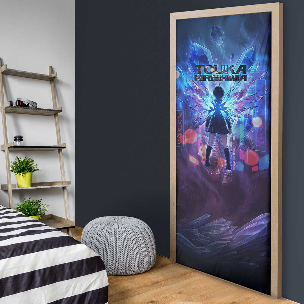 Touka Kirishima Tokyo Ghoul Door Cover Cyberpunk Neon Style with Crystal Wings Effect